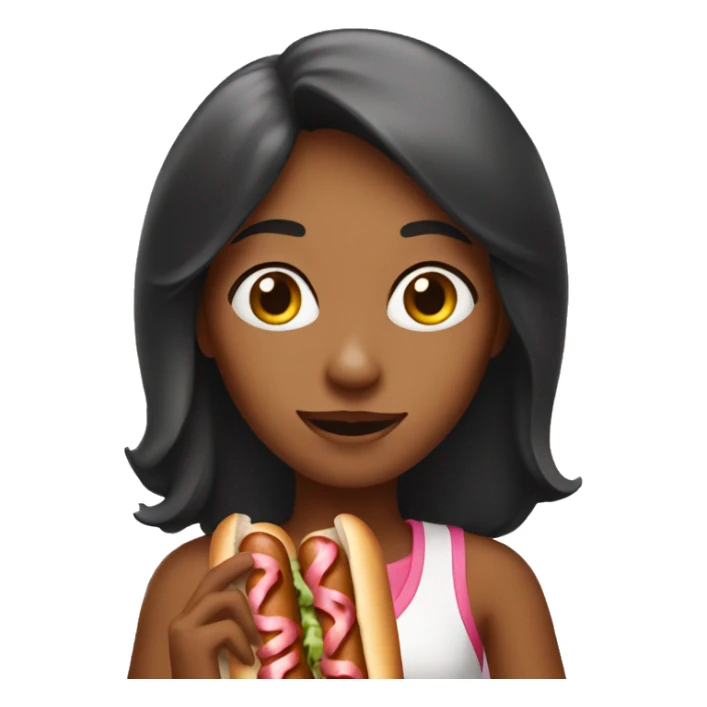 girl with eat hotdogs  sticker