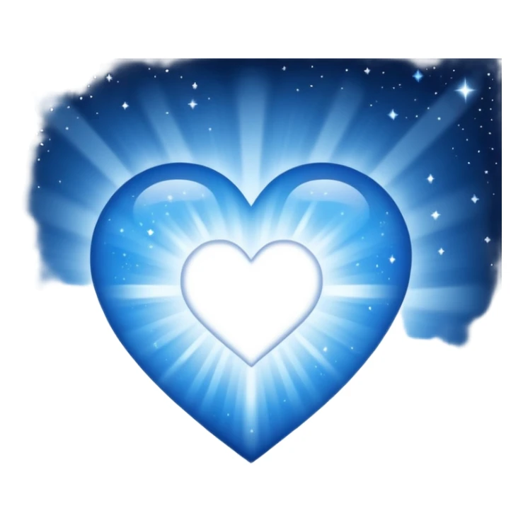 Immaculate Small white heart radiating blue white light within a big cosmic galaxy heart sticker