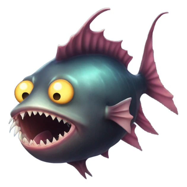 Anglerfish with glowing lure, sharp teeth, and big eyes. sticker