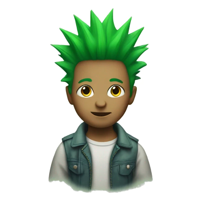kid with spikey green hair sticker