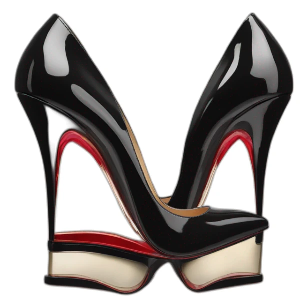 One WEDGE heel LOUBOUTIN black leather PATENT sticker