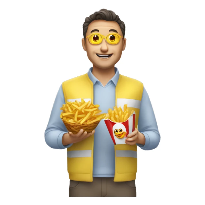 jul qui mange des frites avec un ovni sticker