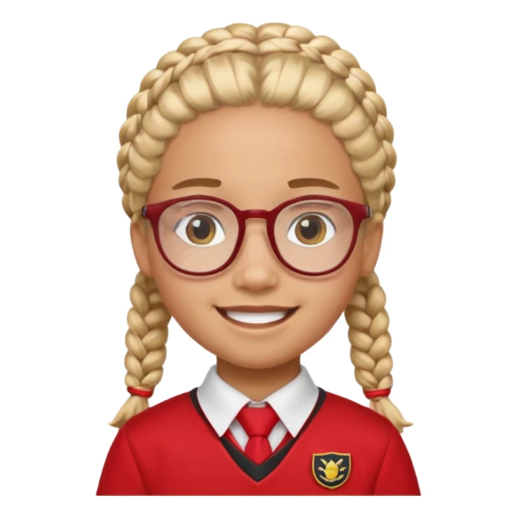 red uniform wearing scout kid with braids and glassess sticker