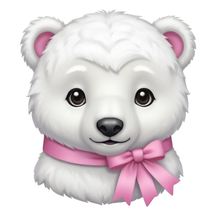 baby white polar bear with pink ribbon sticker