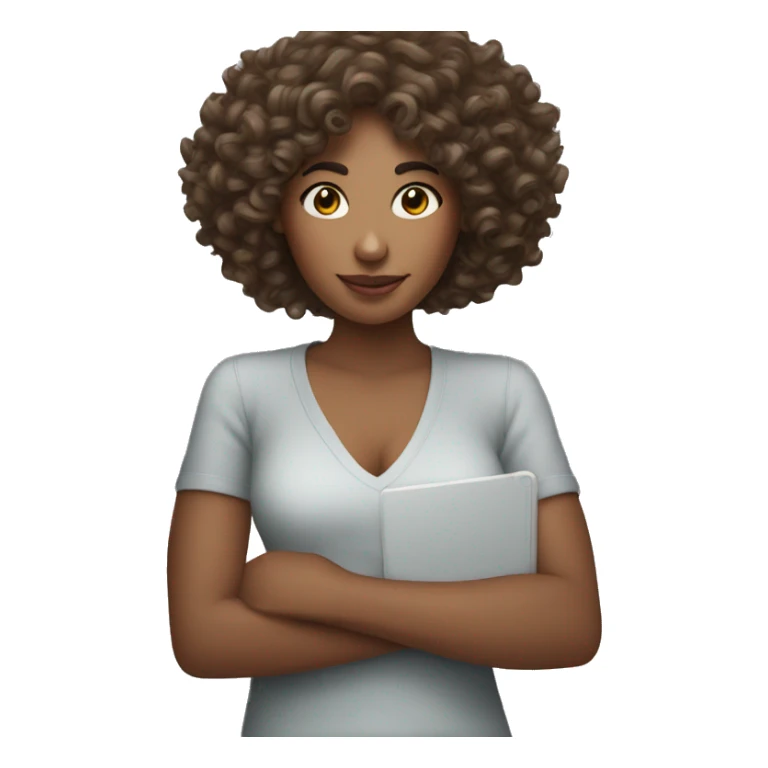 Curly hair woman holding iPhone  sticker