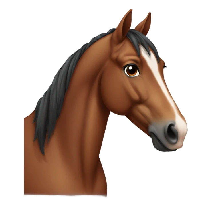 a bay horse with a change in the nostrils and forehead sticker
