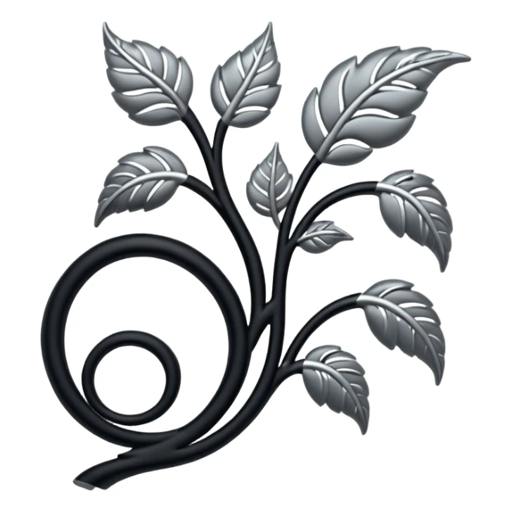 Black and silver filigree vine design, 3D, extremely detailed design sticker