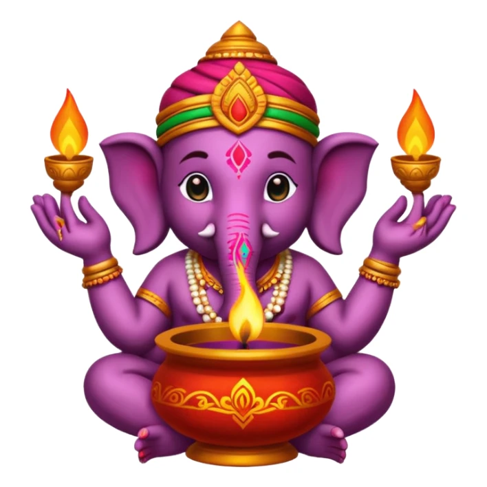 Create an Indian Emoji including 3 to 4 Indian festival. Make it creative and decorative.  sticker