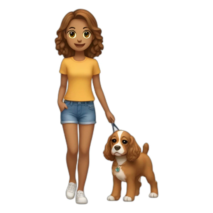 Chica Adolescente paseando a un Cocker spaniel color canela sticker