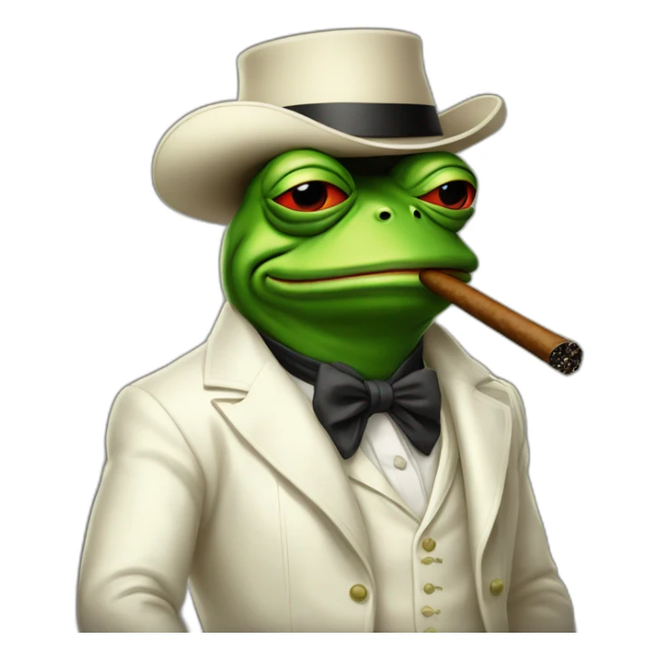 pepe the frog white jacket southern attire smoking cigar sticker