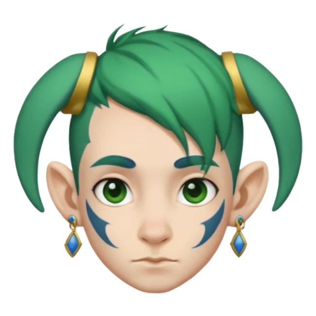 green haired heavy blue tattooed big head accessory big nose mid size ear young sticker
