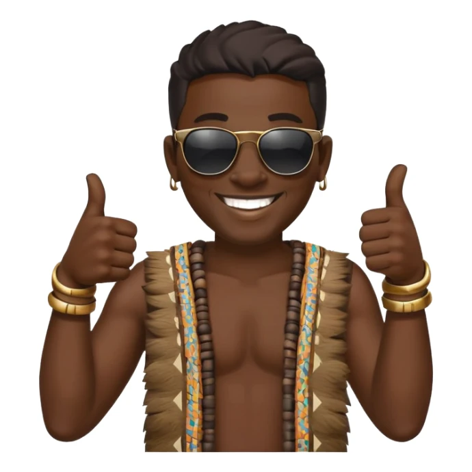 Black tribal man wearing sunglasses smiling thumbs up sticker