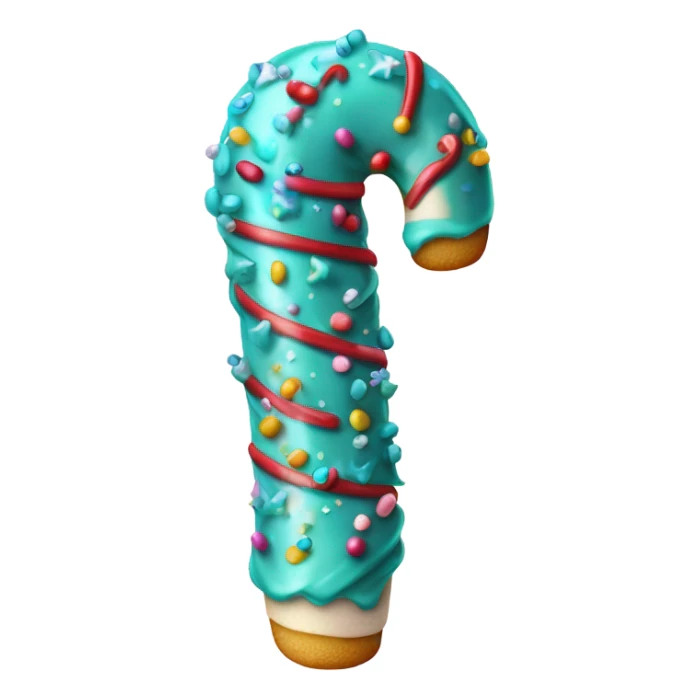candy cane with teal frosting and colorful sprinkles sticker