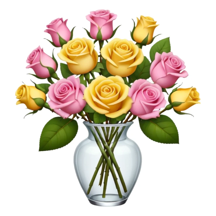 a beautiful pink and yellow rose bouquet sticker