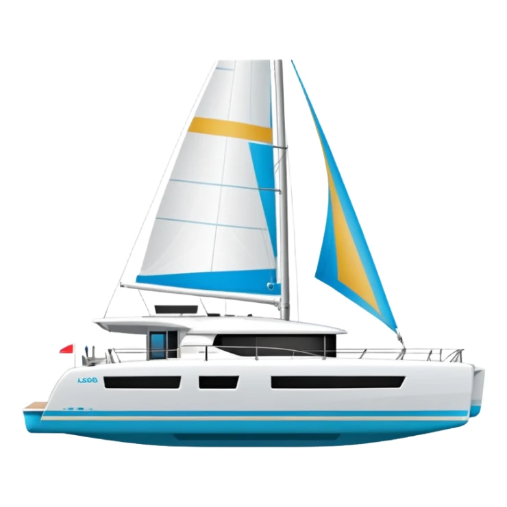 A lagoon 42 catamaran with no wording or letters on the boat. In a solid white background  sticker