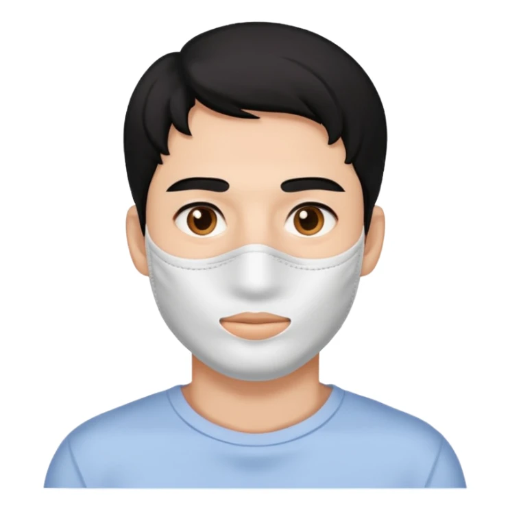 black hair man with white clay face mask on sticker