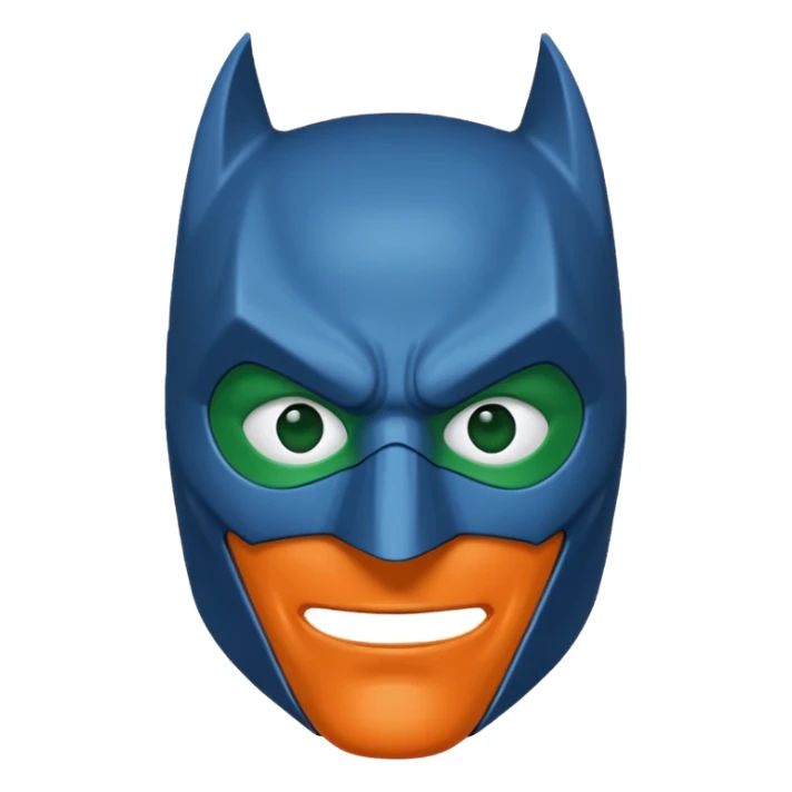 batman emoji with the mask in blue, orange and green sticker
