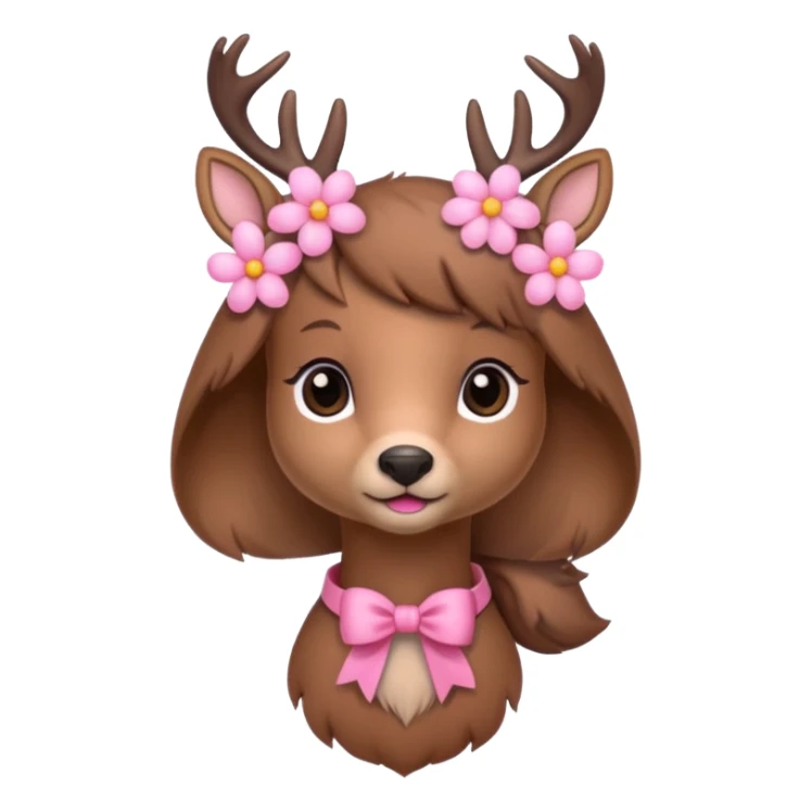 Cute Doe with a pink bow and with flowers  sticker