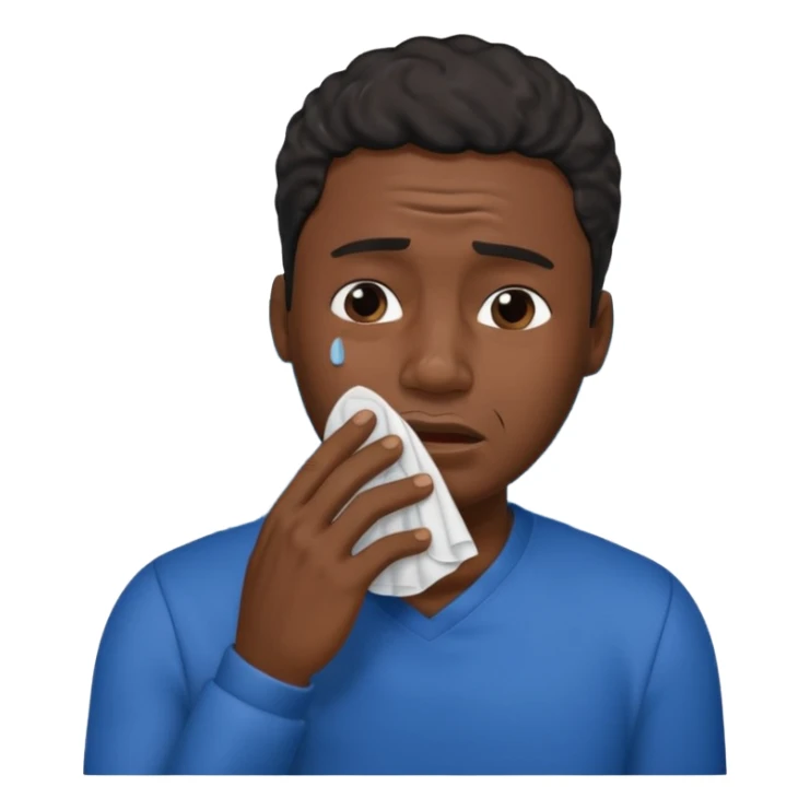 black guy with waves crying wiping his tears with a tissue sticker