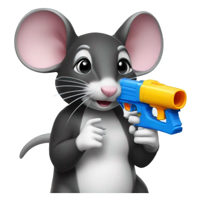 Black and white rat pointing a water gun sticker