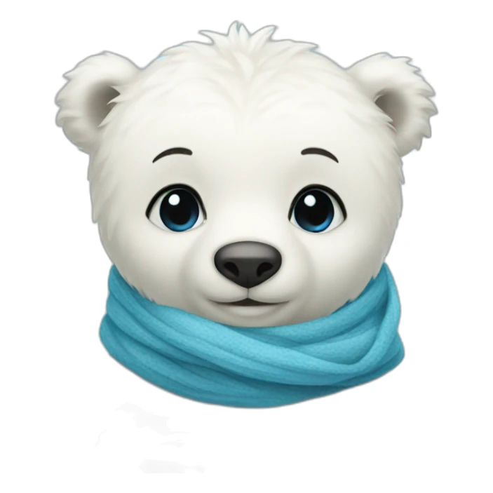 Baby polar bear with a blue scarf sticker