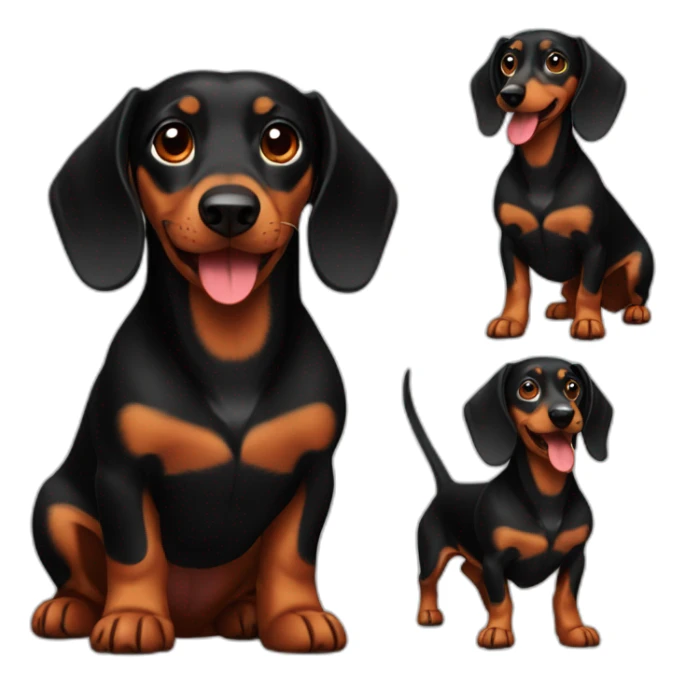 Black and brown dachshund with fire sticker