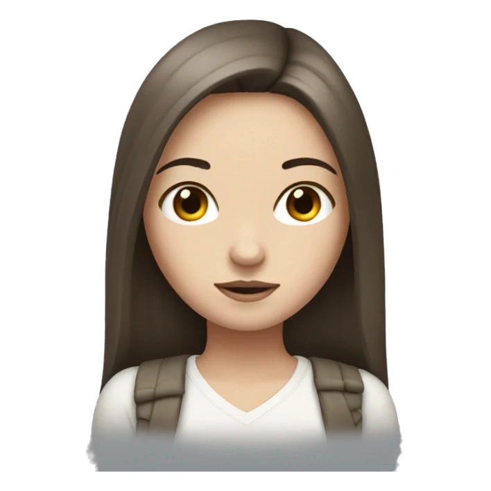A girl with darl brown straight hair and white skin  sticker