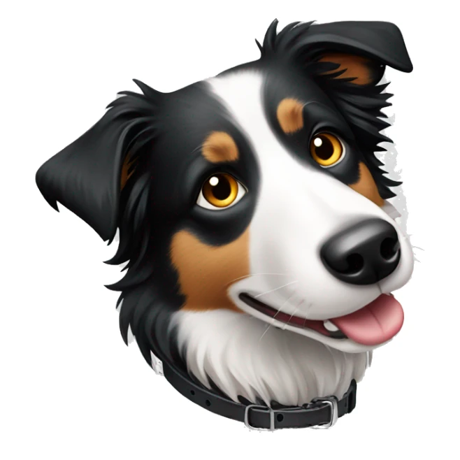 Border collie with Fiona on collar sticker