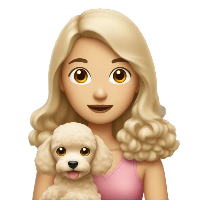 Asian girl holding beige poodle sticker