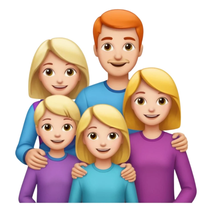 Happy family: mom, dad, 2 sisters and brother sticker