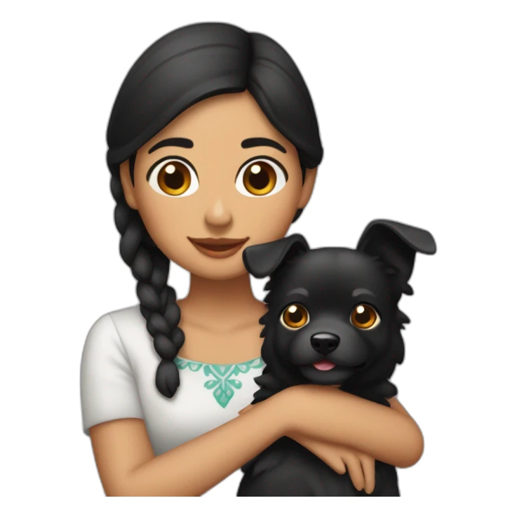 Mujer mexicana morena guapa con perro negro completo sticker