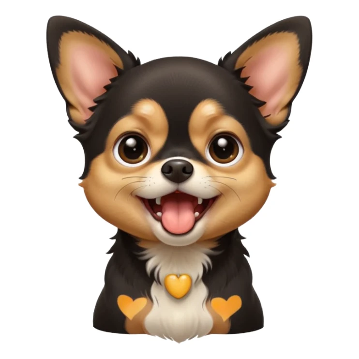 A high-resolution digital illustration of a cute black and tan chihuahua with big eyes yawning. portrait in a clean, semi-realistic style sticker