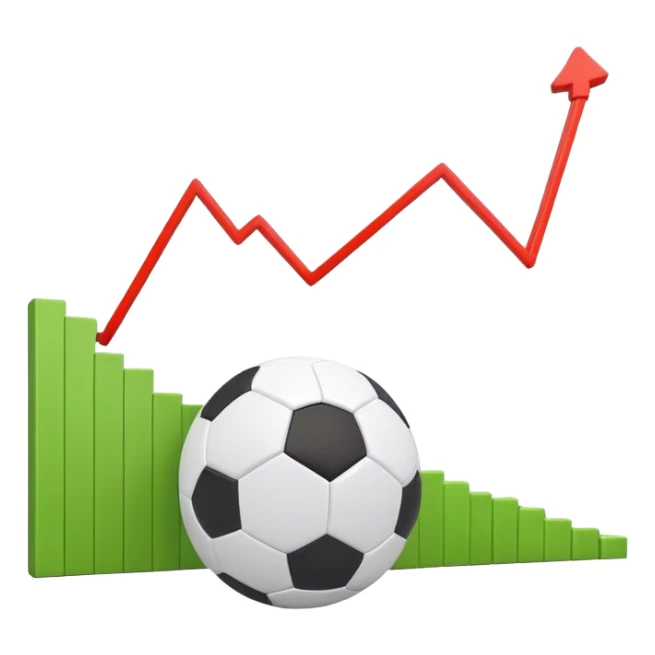 Cinematic realistic 3d growing graph  next to a soccer ball sticker