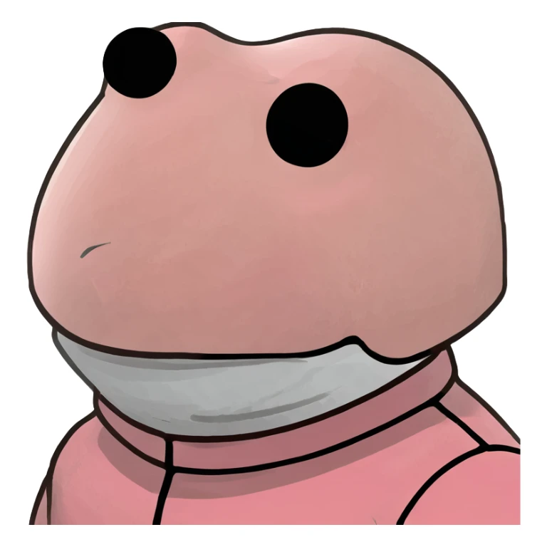 Squid Game pink guard mask with circle shape on face, 3D style, detailed sticker