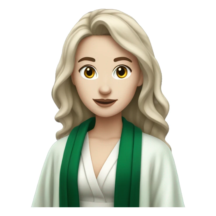 Brunette girl with pale skin in a slytherin robe  sticker
