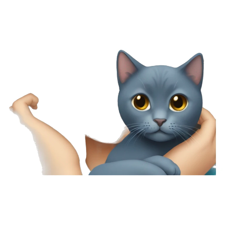 Japanese girl holding Two Russian Blue cats sticker