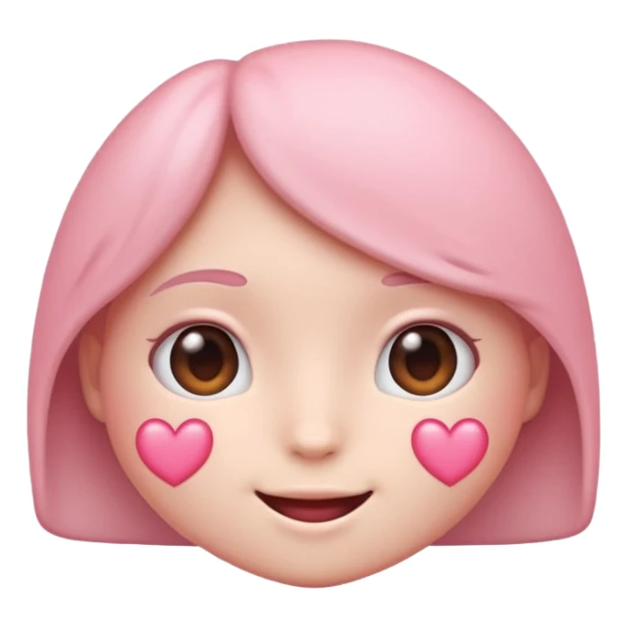 cute soft pink emoji, heart eyes, gentle smile, soft shading sticker