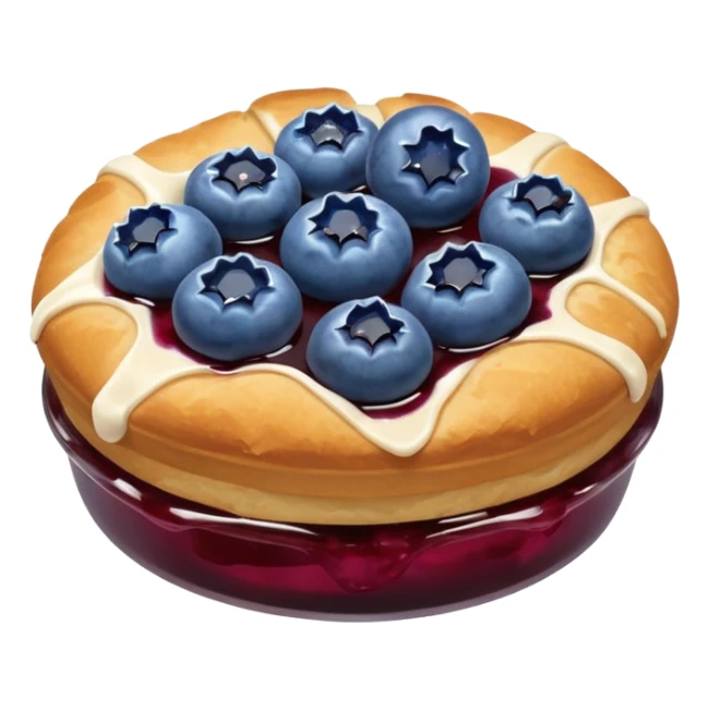 Make an emoji of a blueberry puff (small) that's broken off a bit so you can see the blueberry jam sticker