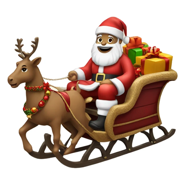 Santa on a sleigh with baby Jesus and presents sticker