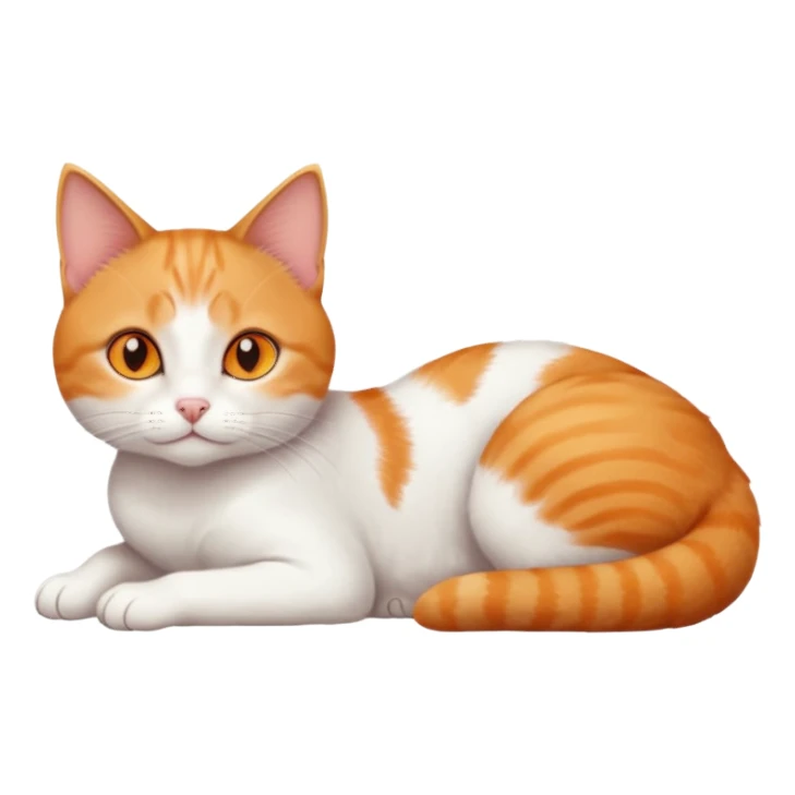 full body tiny short hair ginger and white cat with orange eyes lying down sticker