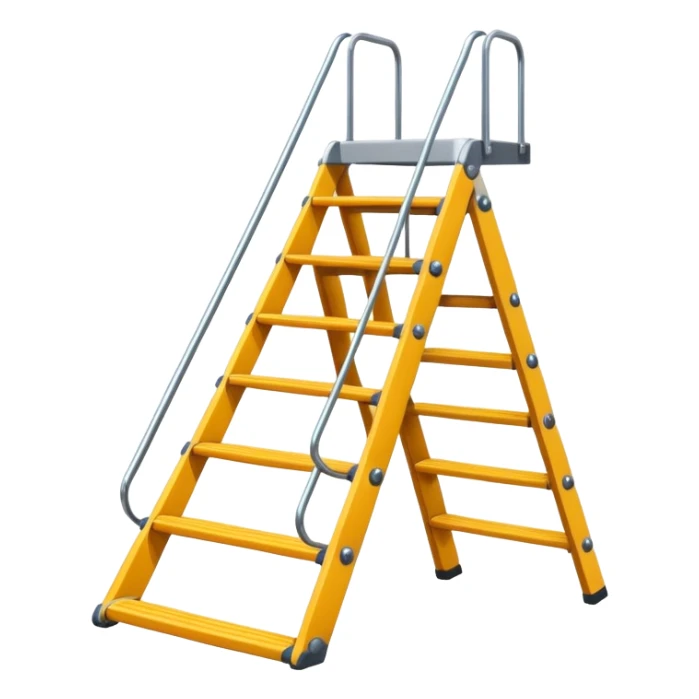 Design an adjustable trapezoid-shaped ladder slide that is customizable in terms of base width and target height, and has multiple levels. Please present it in a cartoon style. sticker