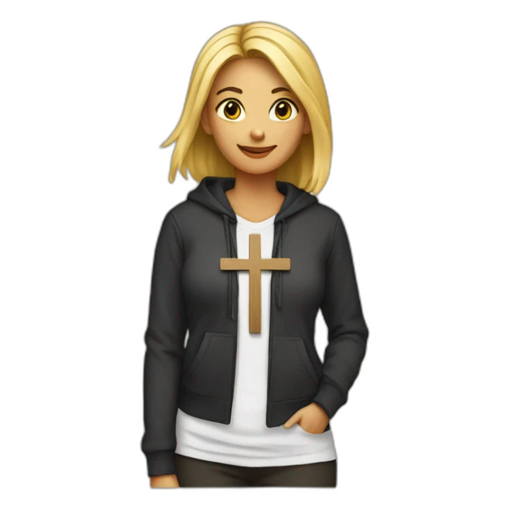 Woman with a cross t-shirt sticker