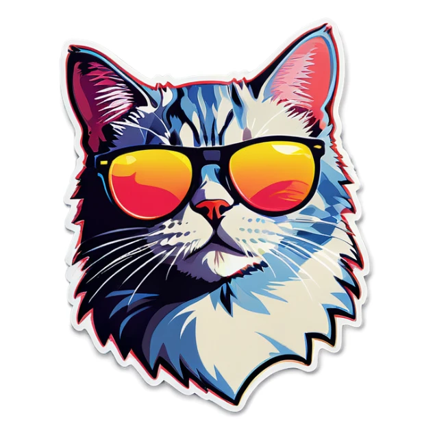Pop art cat with sunglasses  sticker