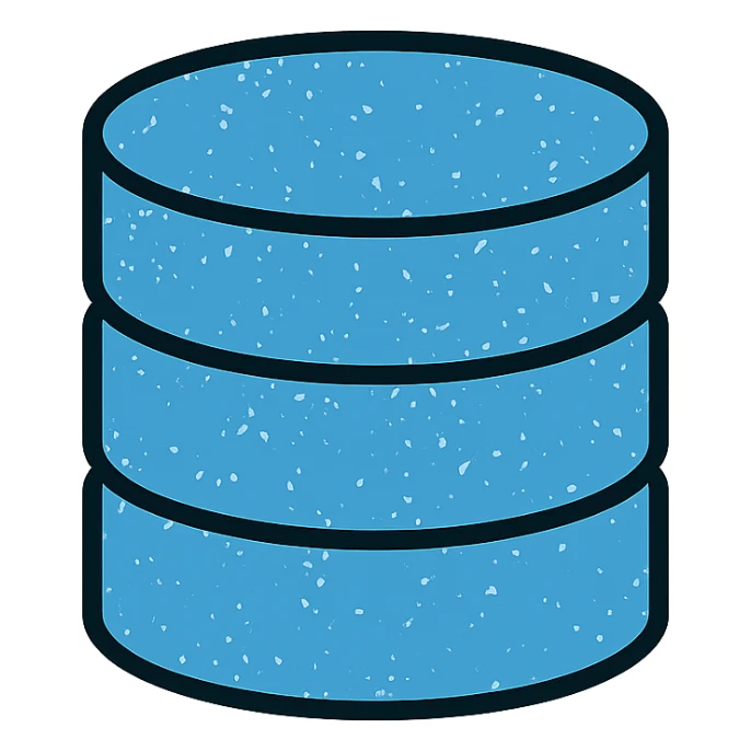 minimalist hoard of database cylinders with worn distressed effect sticker