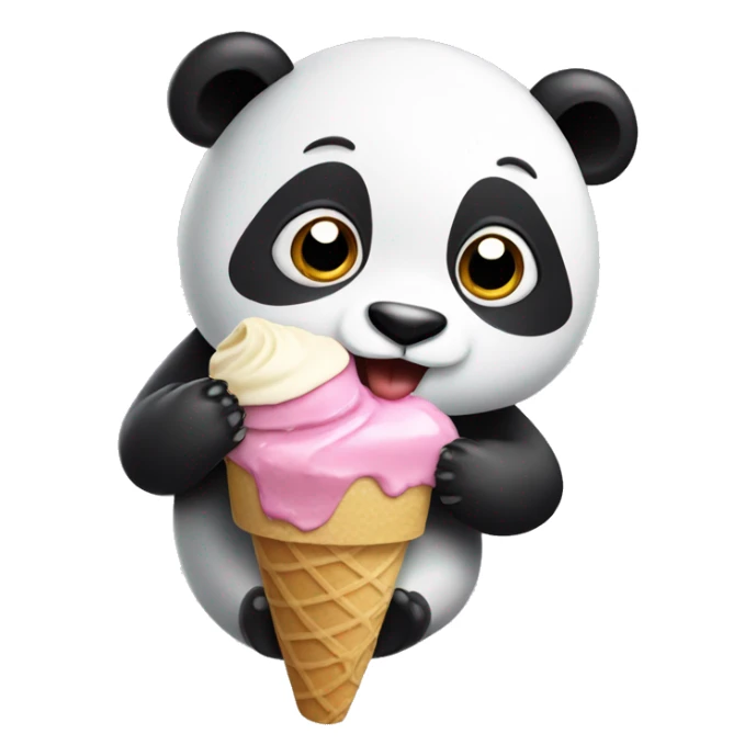 Panda eating ice cream sticker
