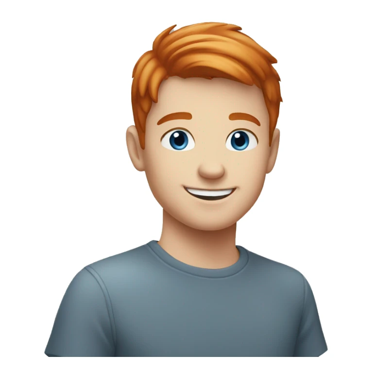 young guy smiling with blue eyes and short straight Redhead  hair sticker