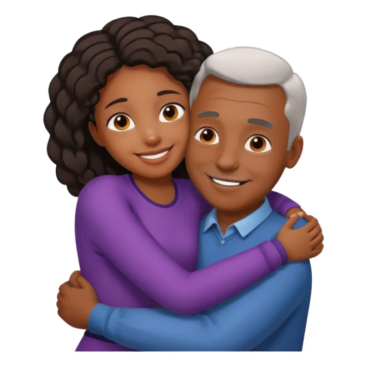 A black daughter hugging her white dad sticker