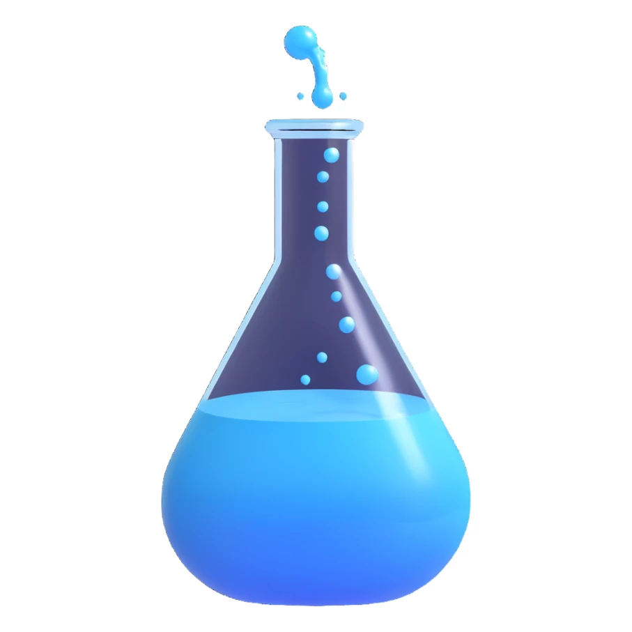 chemical flask with blue liquid, 3D style sticker