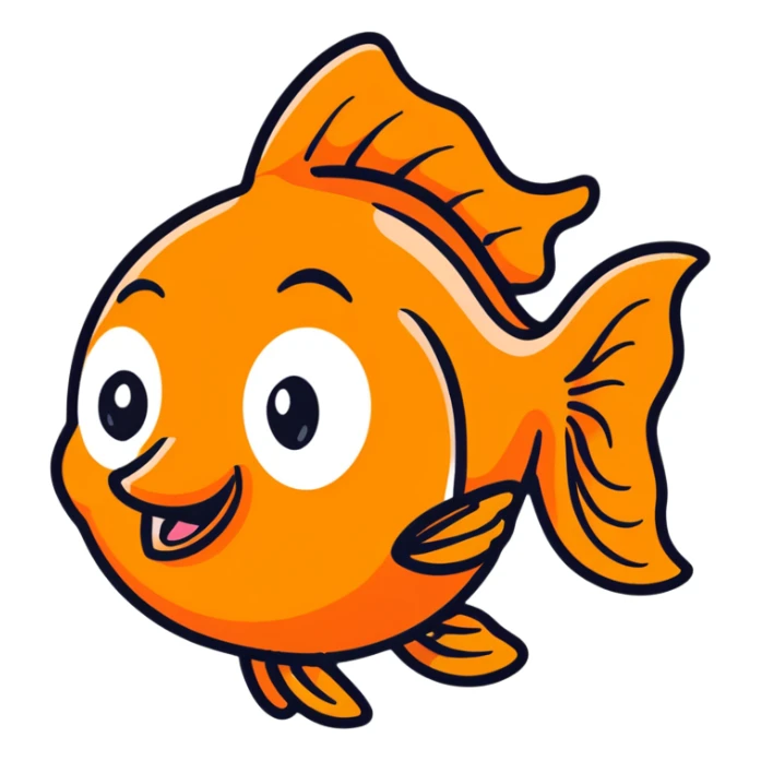 goldfish with big googly eyes and buck teeth, comical expression sticker