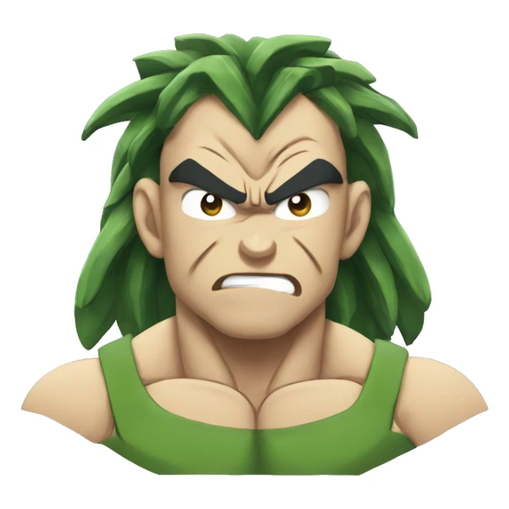 broly emoji, just his face, expressing feelings such as sadness, anger and all the others sticker